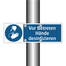 Vor Betreten Hände desinfizieren
