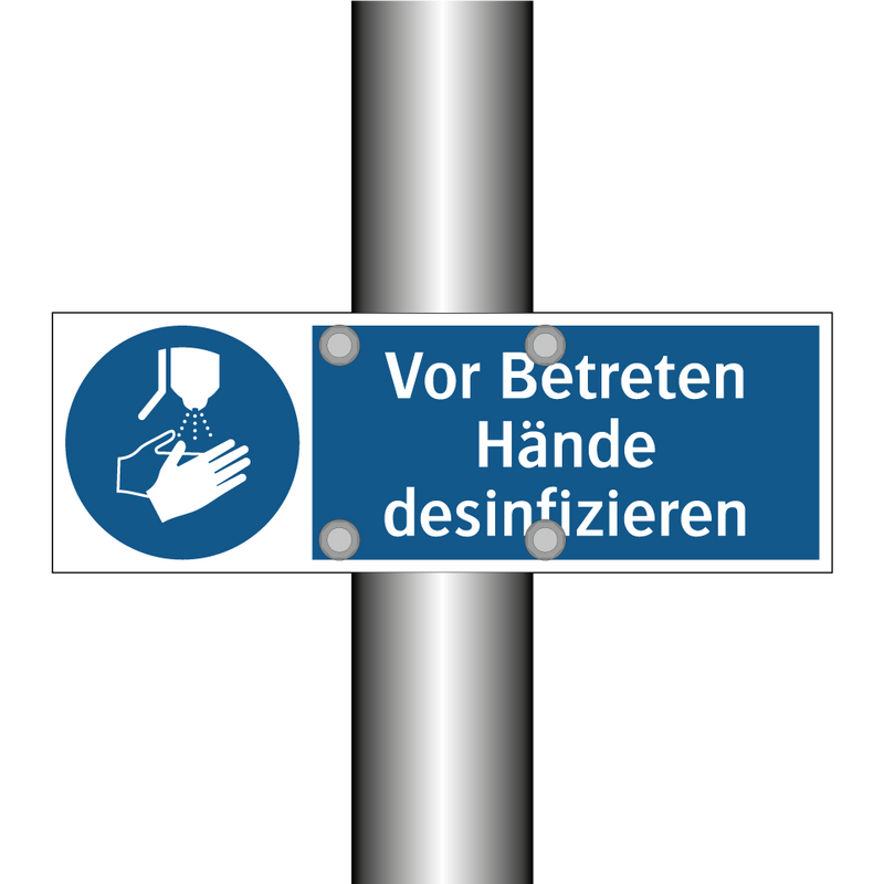 Vor Betreten Hände desinfizieren