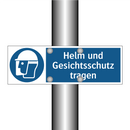 Helm und Gesichtsschutz tragen