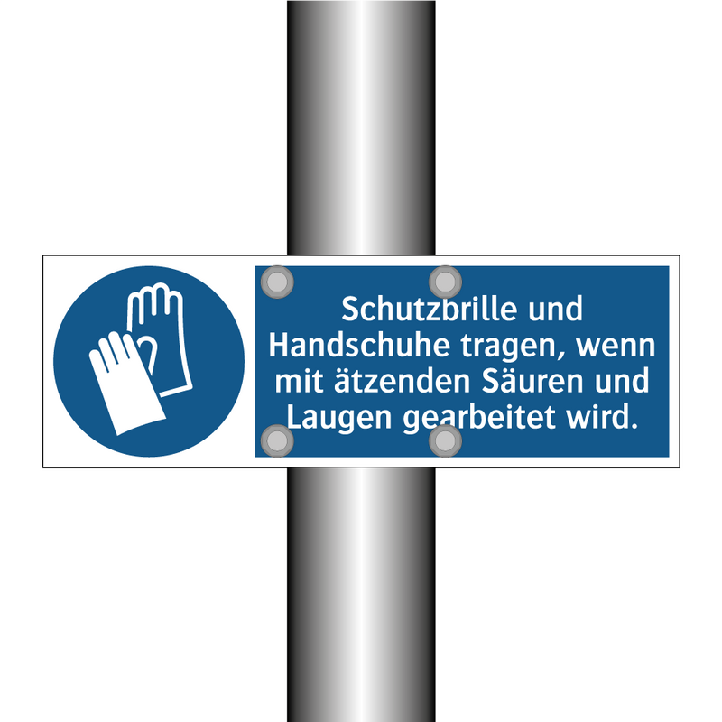 Schutzbrille und Handschuhe tragen, wenn mit ätzenden Säuren und Laugen gearbeitet wird.