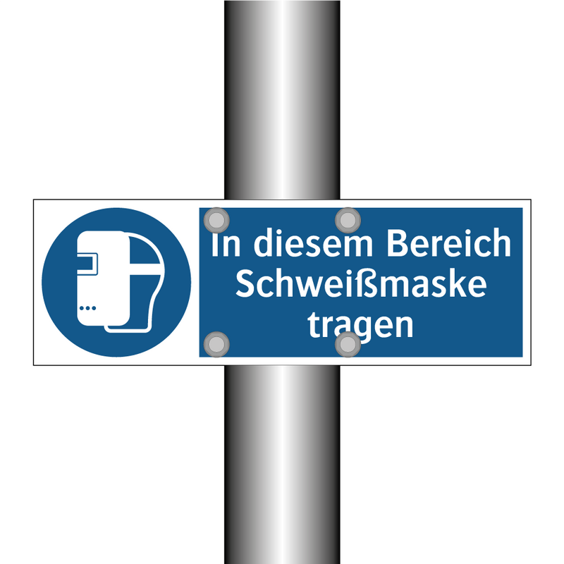 In diesem Bereich Schweißmaske tragen