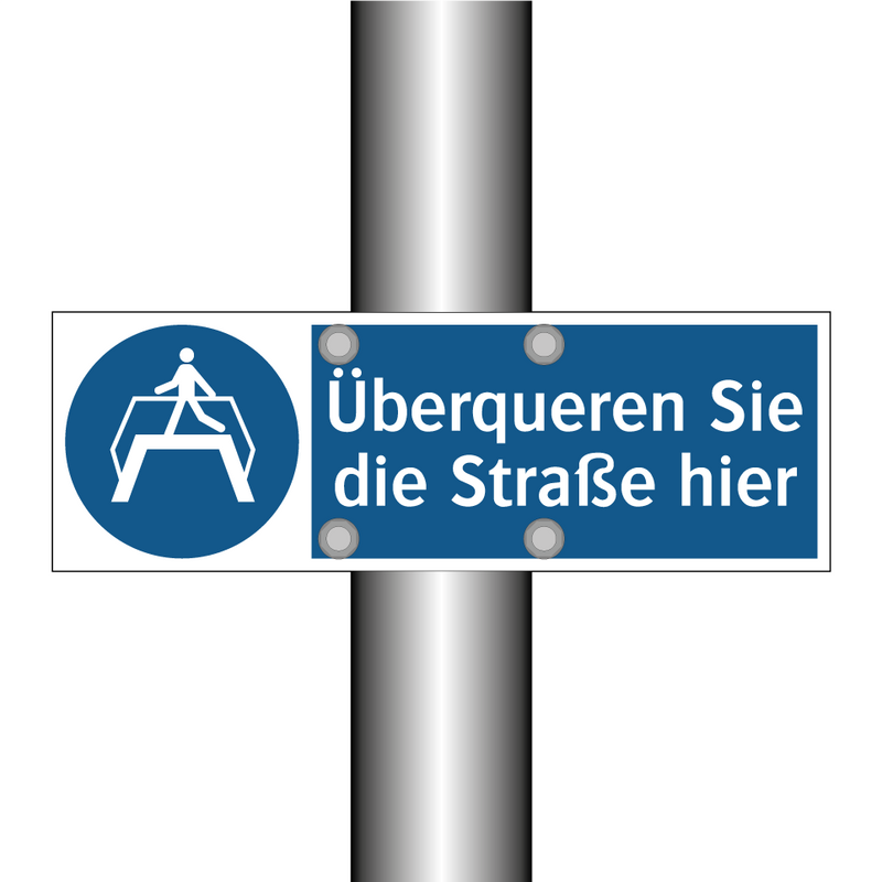 Überqueren Sie die Straße hier