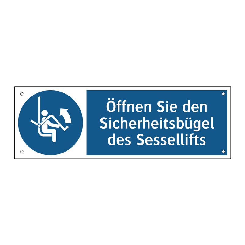 Öffnen Sie den Sicherheitsbügel des Sessellifts