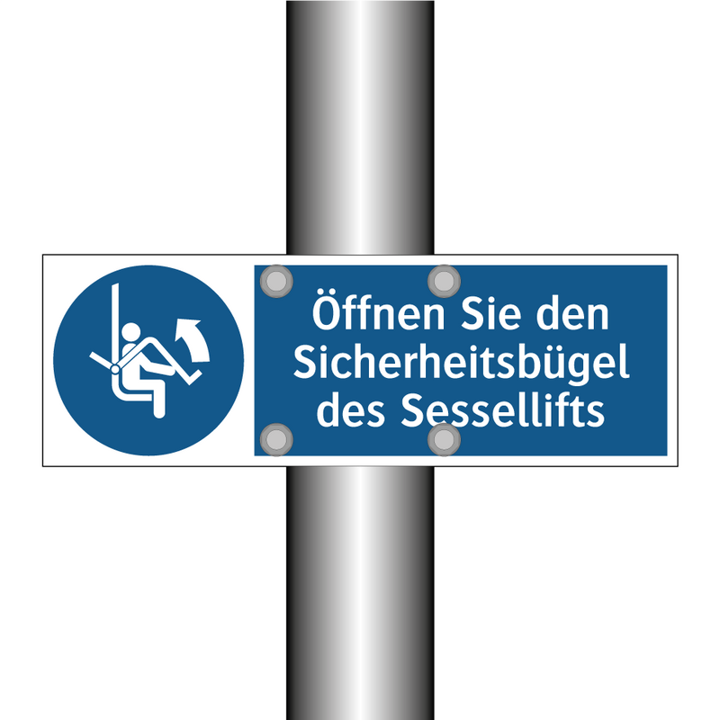 Öffnen Sie den Sicherheitsbügel des Sessellifts