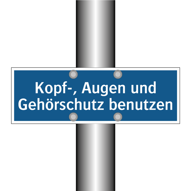Kopf-, Augen und Gehörschutz benutzen