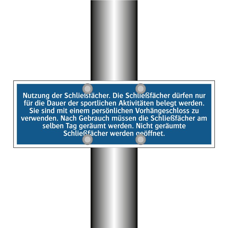 Nutzung der Schließfächer. Die Schließfächer dürfen nur für die Dauer der sportlichen Aktivitäten /…/