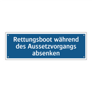 Rettungsboot während des Aussetzvorgangs absenken
