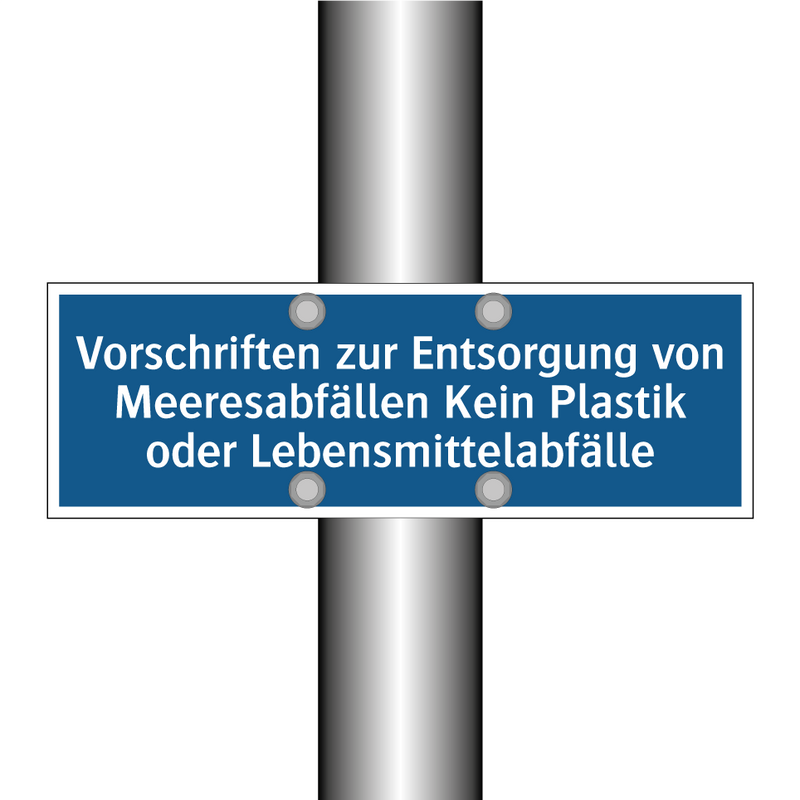 Vorschriften zur Entsorgung von Meeresabfällen Kein Plastik oder Lebensmittelabfälle