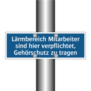 Lärmbereich Mitarbeiter sind hier verpflichtet, Gehörschutz zu tragen