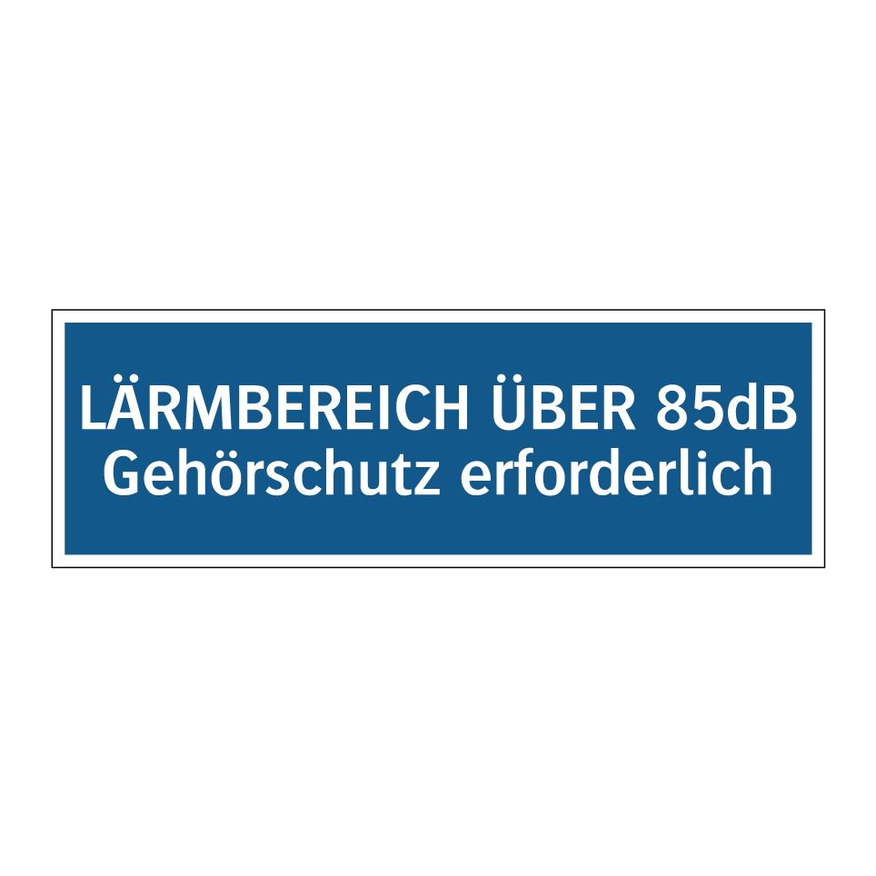 Kauf LÄRMBEREICH ÜBER 85dB Gehörschutz erforderlich schild | SignOnline ...