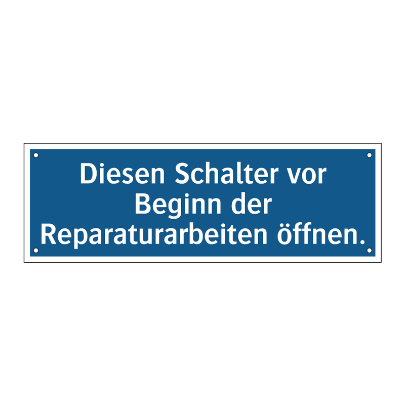Diesen Schalter vor Beginn der Reparaturarbeiten öffnen.