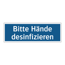 Bitte Hände desinfizieren