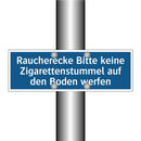 Raucherecke Bitte keine Zigarettenstummel auf den Boden werfen