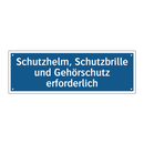Schutzhelm, Schutzbrille und Gehörschutz erforderlich