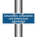 Schutzhelm, Schutzbrille und Gehörschutz erforderlich
