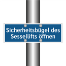 Sicherheitsbügel des Sessellifts öffnen