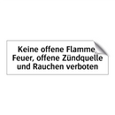 Keine offene Flamme, Feuer, offene Zündquelle und Rauchen verboten