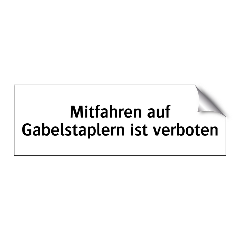 Mitfahren auf Gabelstaplern ist verboten