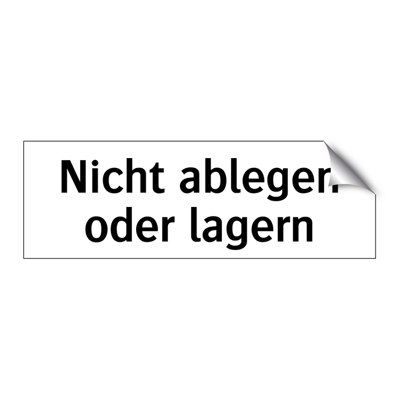 Nicht ablegen oder lagern