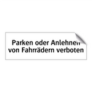 Parken oder Anlehnen von Fahrrädern verboten