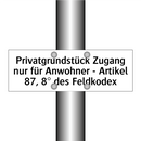 Privatgrundstück Zugang nur für Anwohner - Artikel 87, 8° des Feldkodex