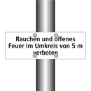 Rauchen und offenes Feuer im Umkreis von 5 m verboten