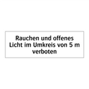 Rauchen und offenes Licht im Umkreis von 5 m verboten