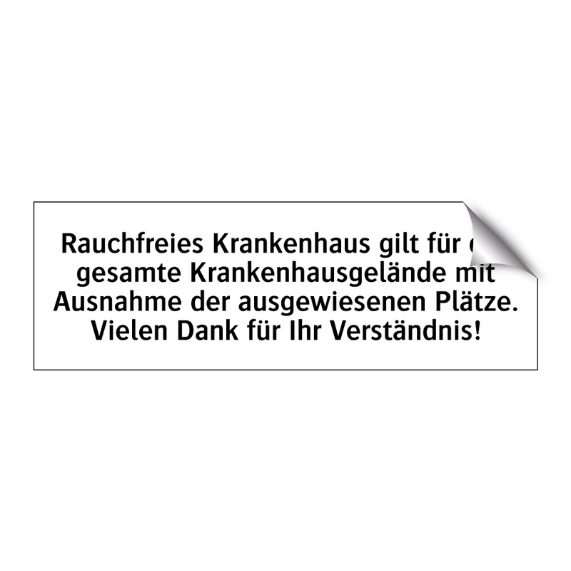 Rauchfreies Krankenhaus gilt für das gesamte Krankenhausgelände mit Ausnahme der ausgewiesenen Plätze. Vielen Dank für Ihr Verständnis!