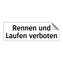Rennen und Laufen verboten
