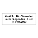 Vorsicht! Das Verweilen unter hängenden Lasten ist verboten!