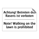 Achtung! Betreten des Rasens ist /.../ - Note! Walking on the lawn is prohibited/.../