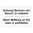 Achtung! Betreten des Rasens ist /.../ - Note! Walking on the lawn is prohibited/.../
