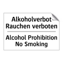 Alkoholverbot Rauchen verboten - Alcohol Prohibition No Smoking