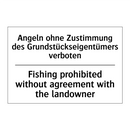 Angeln ohne Zustimmung des Grundstückseigentümers /.../ - Fishing prohibited without agreement /.../