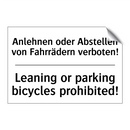 Anlehnen oder Abstellen von Fahrrädern /.../ - Leaning or parking bicycles prohibited!/.../