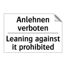 Anlehnen verboten - Leaning against it prohibited