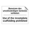 Benutzen des unvollständigen Gerüstes /.../ - Use of the incomplete scaffolding /.../