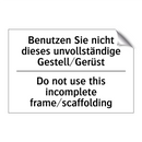 Benutzen Sie nicht dieses unvollständige /.../ - Do not use this incomplete frame/scaffolding/.../