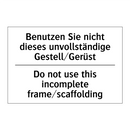 Benutzen Sie nicht dieses unvollständige /.../ - Do not use this incomplete frame/scaffolding/.../