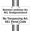 Betreten verboten Art. 461 Strafgesetzbuch/.../ - No Trespassing Art. 461 Penal /.../