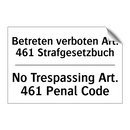 Betreten verboten Art. 461 Strafgesetzbuch/.../ - No Trespassing Art. 461 Penal /.../