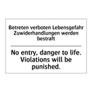 Betreten verboten Lebensgefahr /.../ - No entry, danger to life. Violations /.../