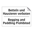 Betteln und Hausieren verboten - Begging and Peddling Prohibited/.../