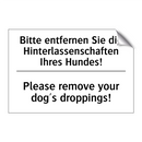 Bitte entfernen Sie die Hinterlassenschaften /.../ - Please remove your dog's droppings!/.../
