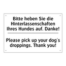 Bitte heben Sie die Hinterlassenschaften /.../ - Please pick up your dog's droppings. /.../