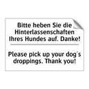 Bitte heben Sie die Hinterlassenschaften /.../ - Please pick up your dog's droppings. /.../