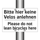 Bitte hier keine Velos anlehnen/.../ - Please do not lean bicycles here/.../