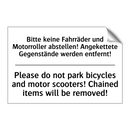 Bitte keine Fahrräder und Motorroller /.../ - Please do not park bicycles and /.../
