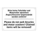 Bitte keine Fahrräder und Motorroller /.../ - Please do not park bicycles and /.../