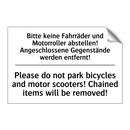 Bitte keine Fahrräder und Motorroller /.../ - Please do not park bicycles and /.../